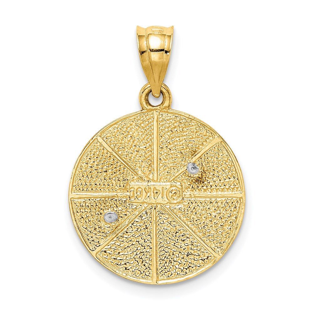 Million Charms 14K Two-Tone Solid Satin Finish Flat Back Religious Jewish Star Of David Disc Charm