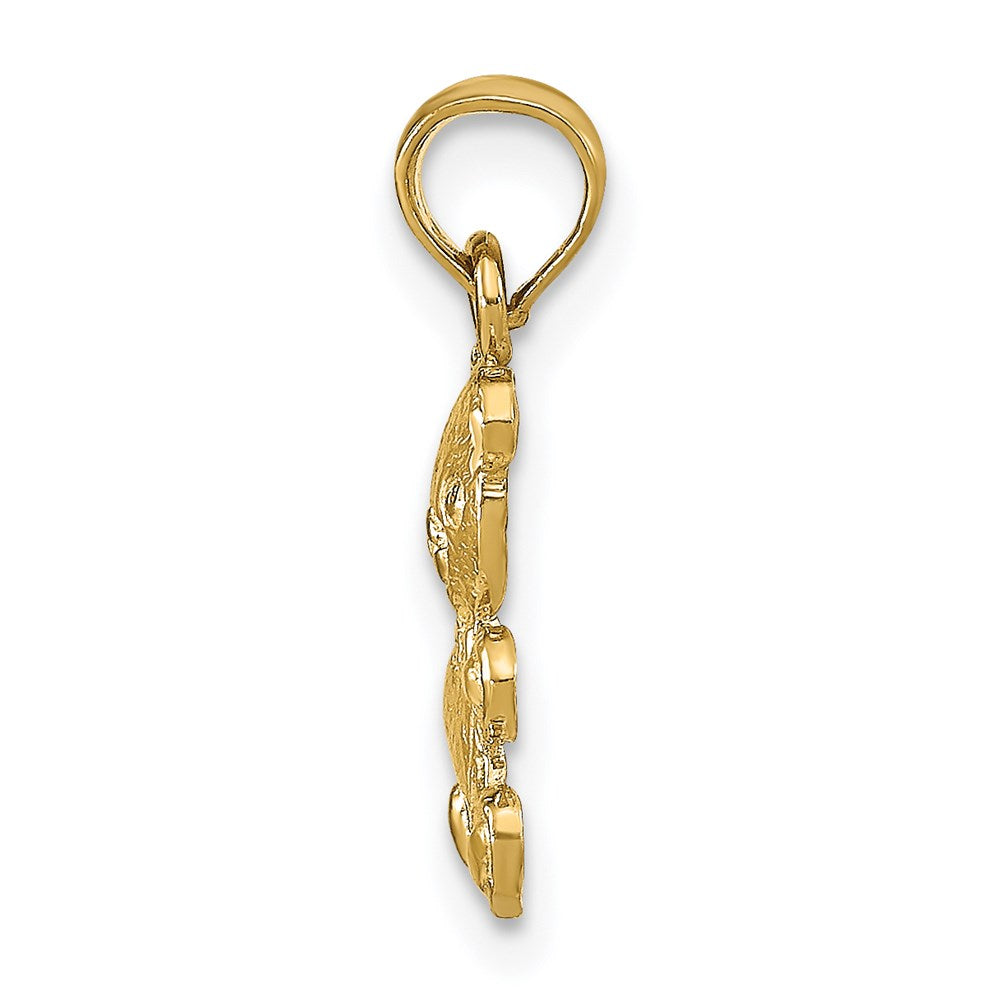 Million Charms 14K Yellow Gold Themed 2-D Teddy Bear Pendant