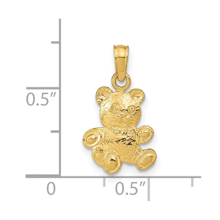 Million Charms 14K Yellow Gold Themed 2-D Teddy Bear Pendant