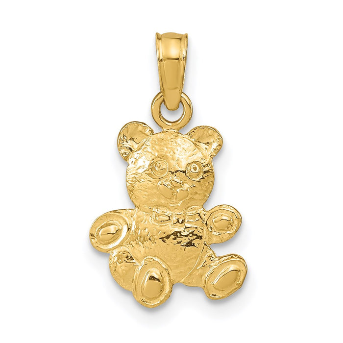 Million Charms 14K Yellow Gold Themed 2-D Teddy Bear Pendant