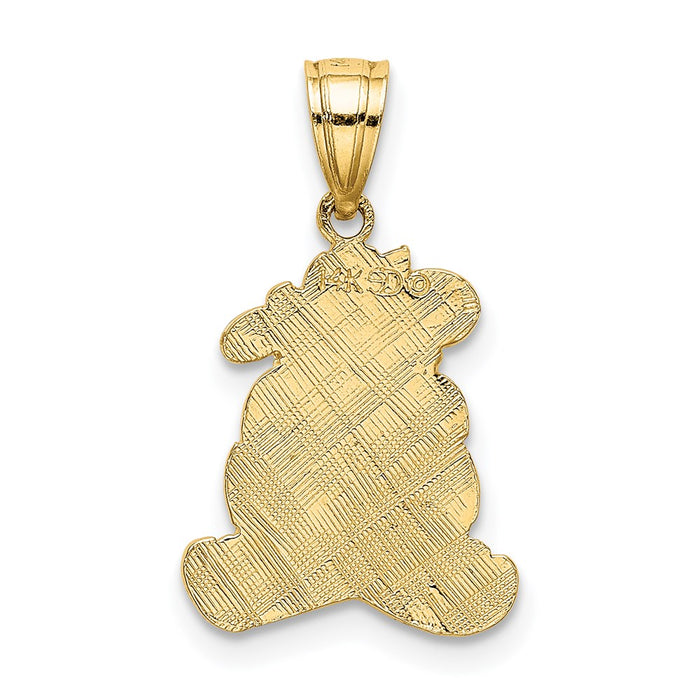 Million Charms 14K Yellow Gold Themed Dressed Up Teddy Bear Charm