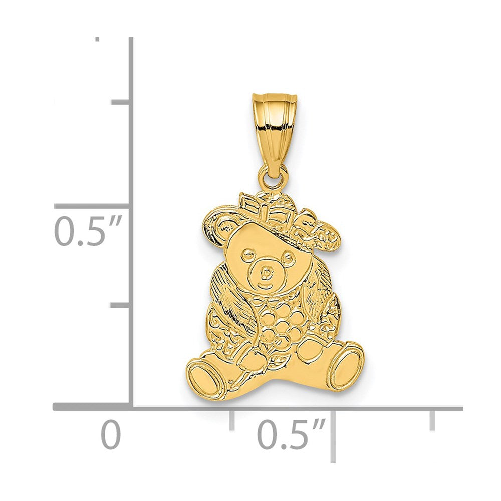 Million Charms 14K Yellow Gold Themed Dressed Up Teddy Bear Charm