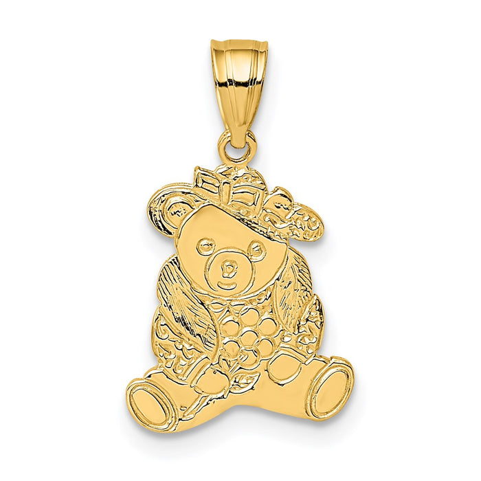 Million Charms 14K Yellow Gold Themed Dressed Up Teddy Bear Charm