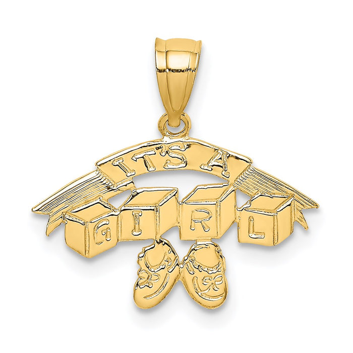 Million Charms 14K Yellow Gold Themed It'S A Girl With Blocks Charm