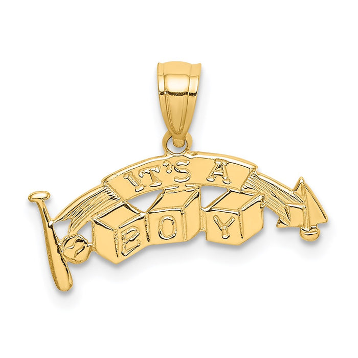 Million Charms 14K Yellow Gold Themed It'S A Boy With Blocks Charm