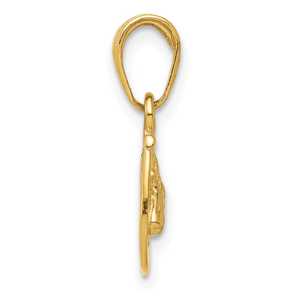 Million Charms 14K Yellow Gold Themed Horseshoe With Horse Head Pendant