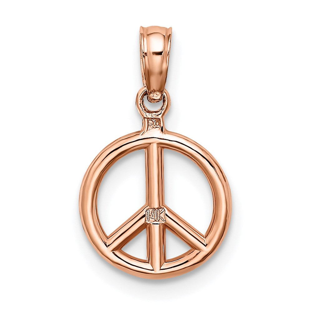 Million Charms 14K Rose Gold Themed 3-D Peace Symbol Charm