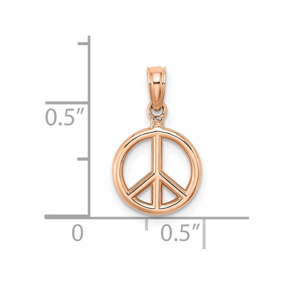 Million Charms 14K Rose Gold Themed 3-D Peace Symbol Charm