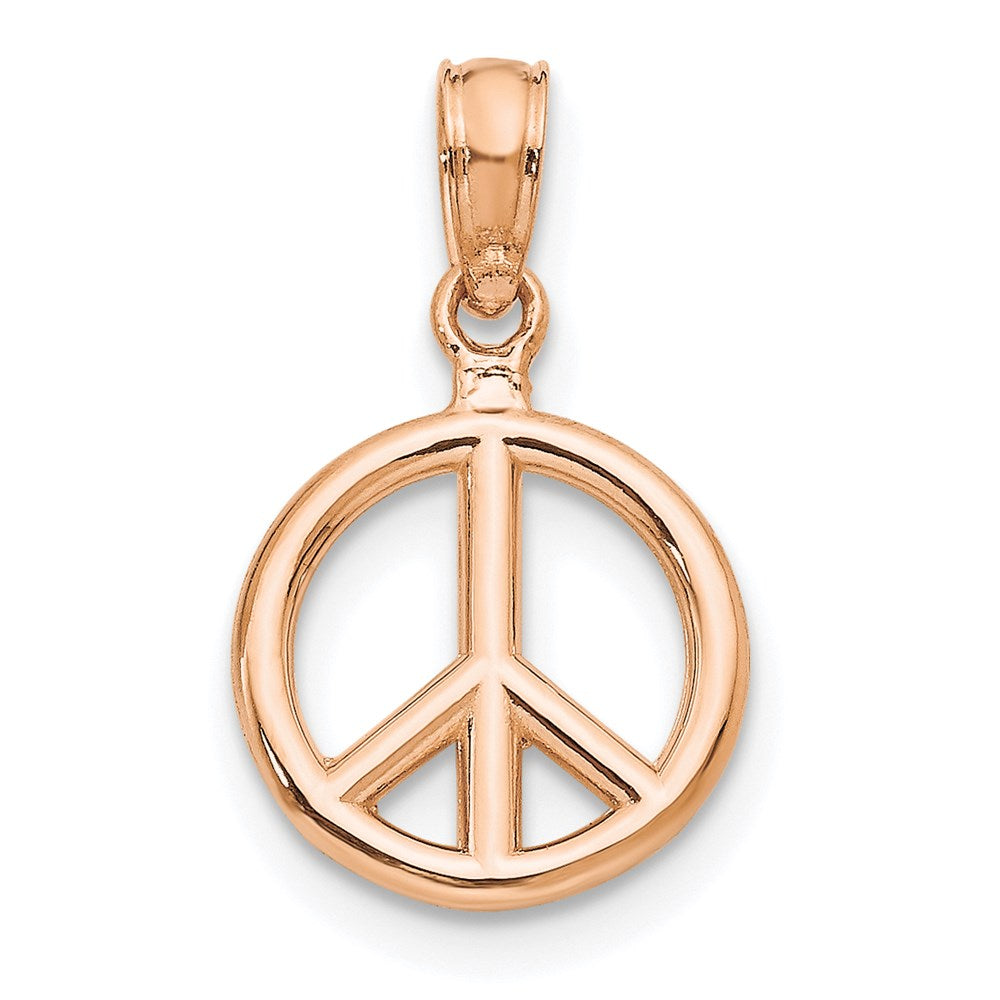 Million Charms 14K Rose Gold Themed 3-D Peace Symbol Charm