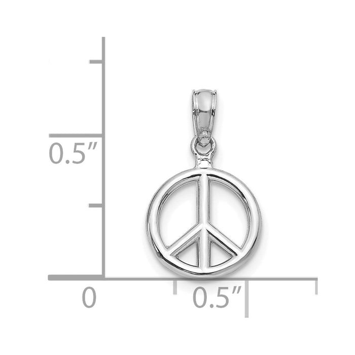 Million Charms 14K White Gold Themed Polished Peace Symbol Pendant