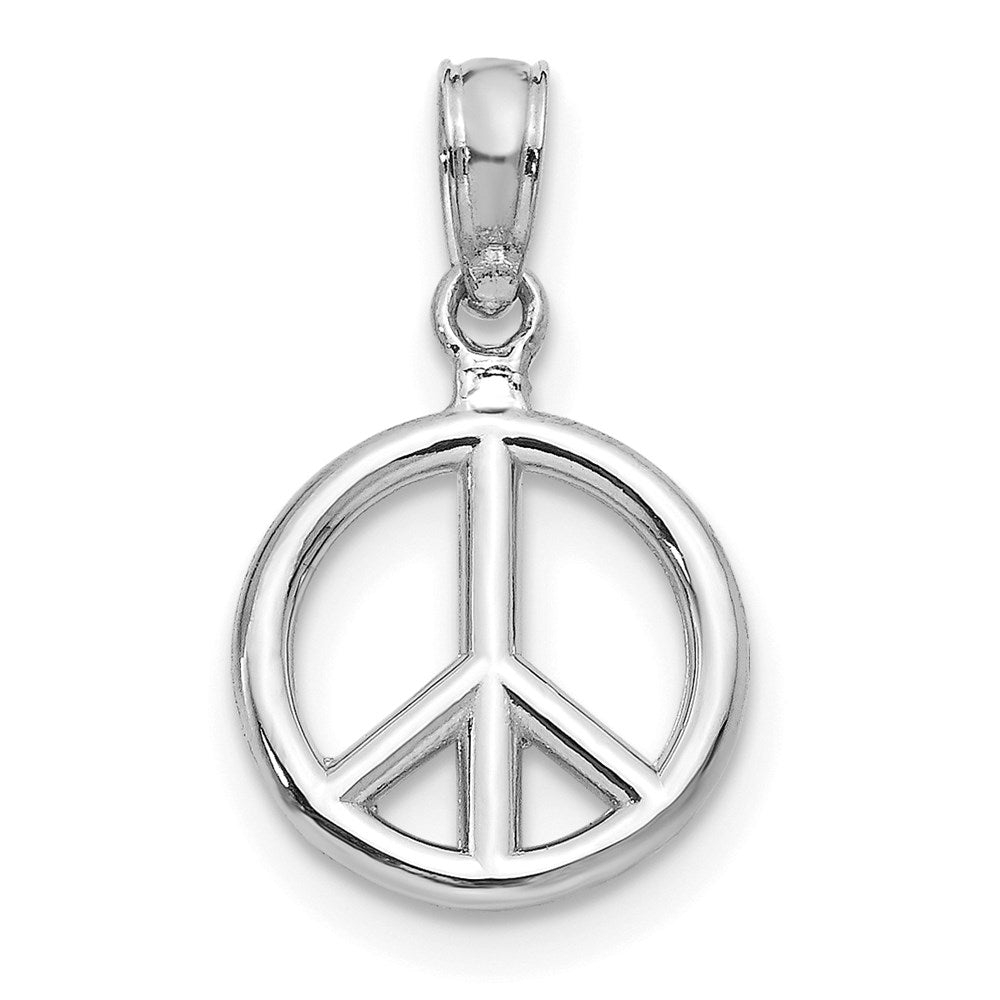 Million Charms 14K White Gold Themed Polished Peace Symbol Pendant