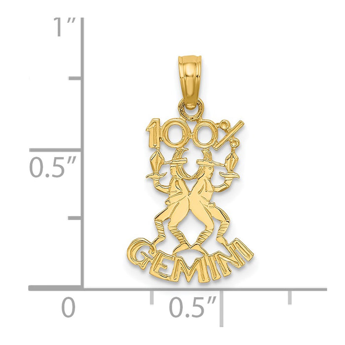 Million Charms 14K Yellow Gold Themed 100% Gemini Charm