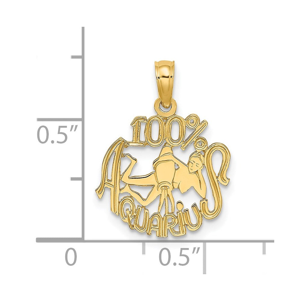 Million Charms 14K Yellow Gold Themed 100% Aquarius Charm