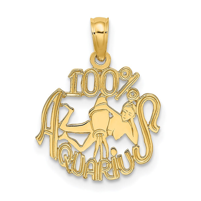 Million Charms 14K Yellow Gold Themed 100% Aquarius Charm