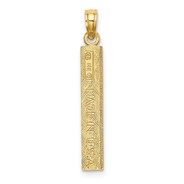 Million Charms 14K Yellow Gold Themed Six Inch Ruler Charm