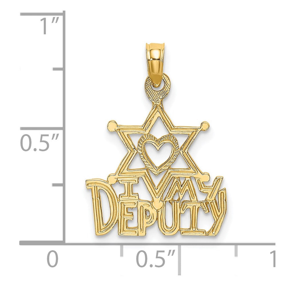 Million Charms 14K Yellow Gold Themed I Heart My Deputy Charm