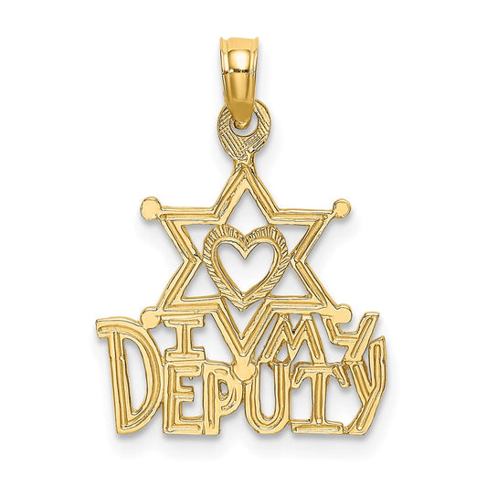 Million Charms 14K Yellow Gold Themed I Heart My Deputy Charm