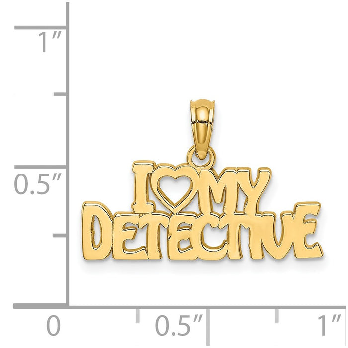 Million Charms 14K Yellow Gold Themed I Heart My Detective Charm