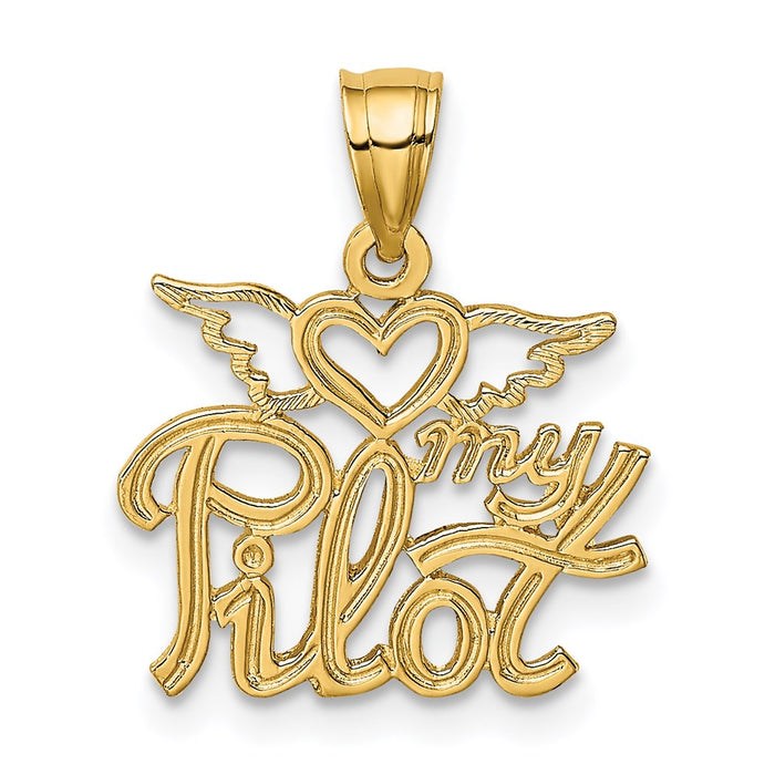 Million Charms 14K Yellow Gold Themed Heart My Pilot Charm