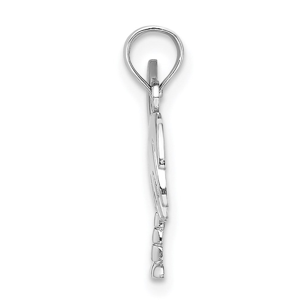 Million Charms 14K White Gold Themed Polished Charleston Palm Tree With Moon Charm