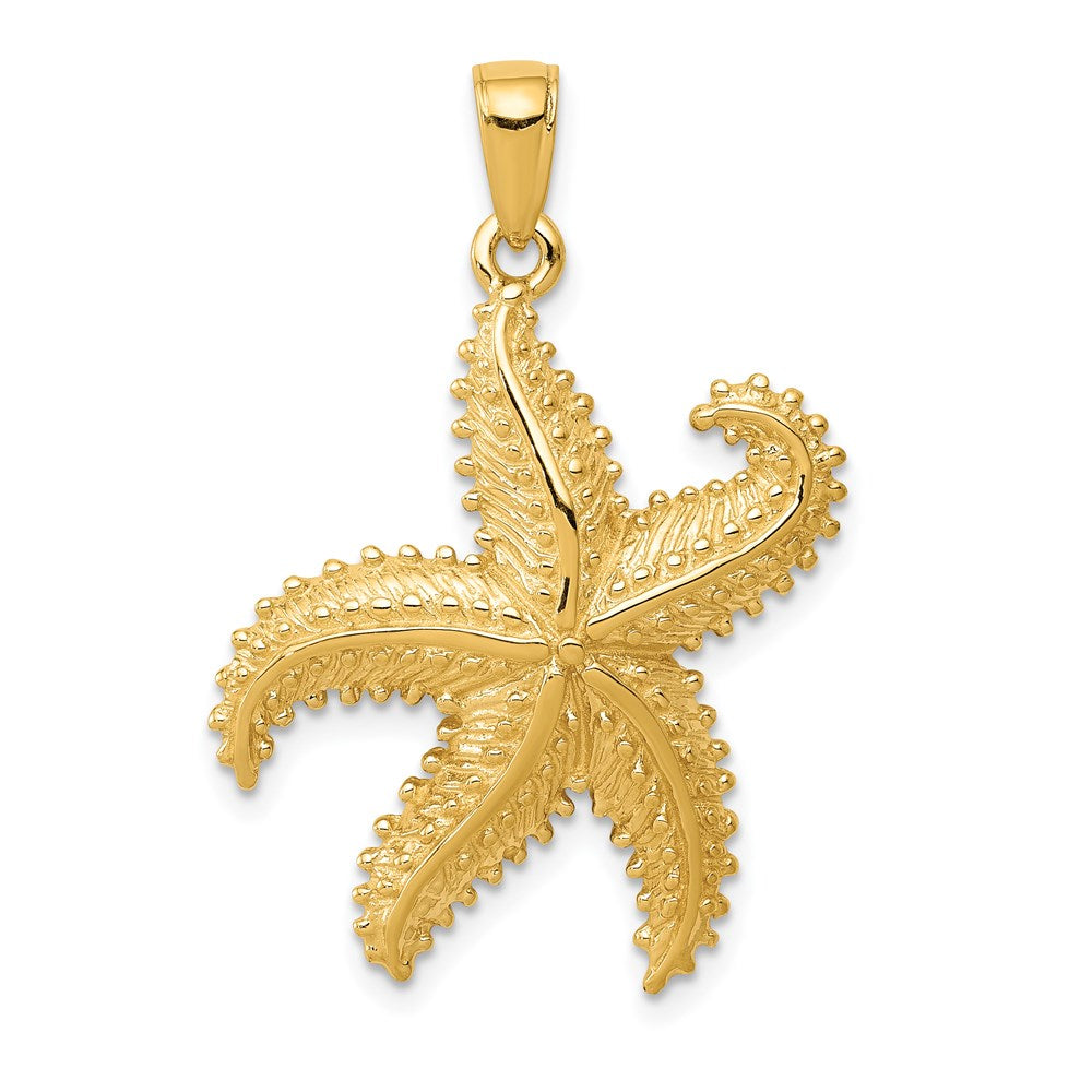 Million Charms 14K Yellow Gold Themed 2-D Nautical Starfish Pendant