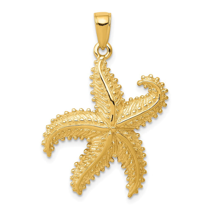 Million Charms 14K Yellow Gold Themed 2-D Nautical Starfish Pendant