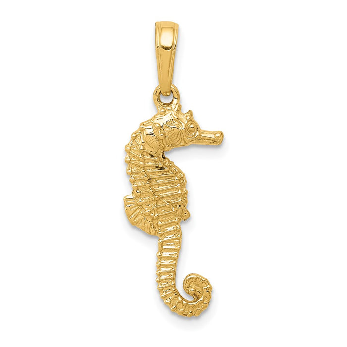 Million Charms 14K Yellow Gold Themed Nautical Seahorse Pendant