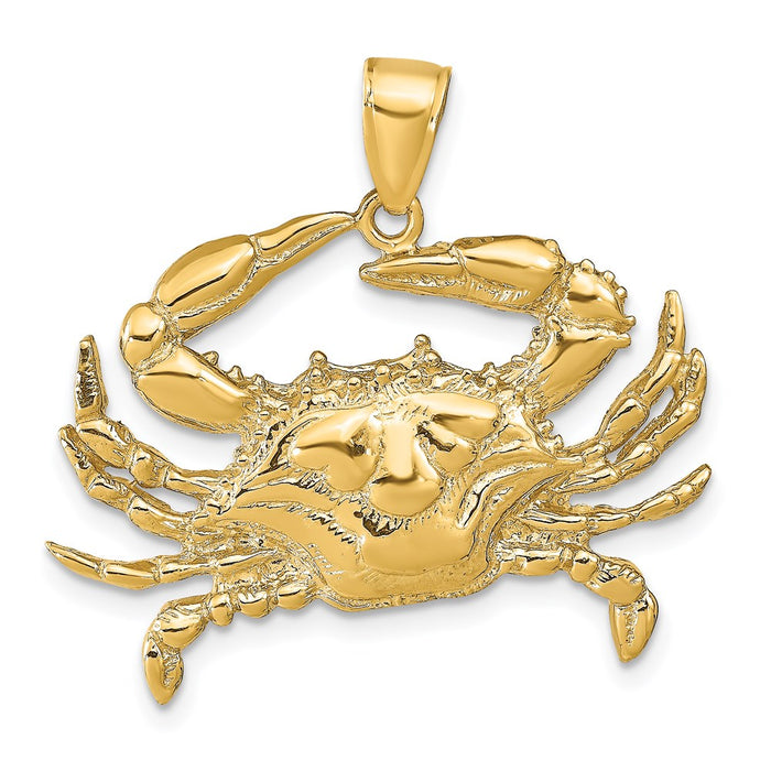 Million Charms 14K Yellow Gold Themed Blue Crab Pendant