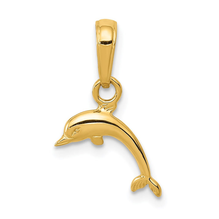 Million Charms 14K Yellow Gold Themed Mini Dolphin Pendant