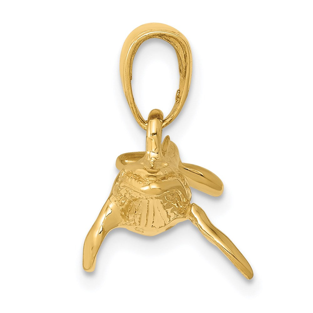 Million Charms 14K Yellow Gold Themed 3-D Humpback Whale Pendant