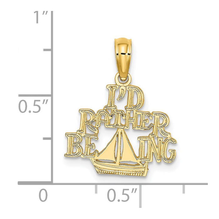 Million Charms 14K Yellow Gold Themed I'D Rather Be Sailing Charm