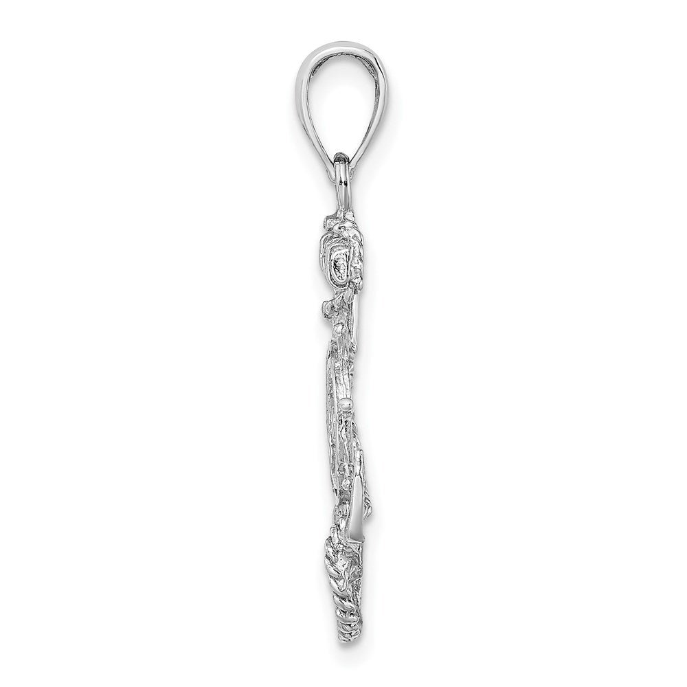 Million Charms 14K White Gold Themed Nautical Anchor, Wheel Pendant