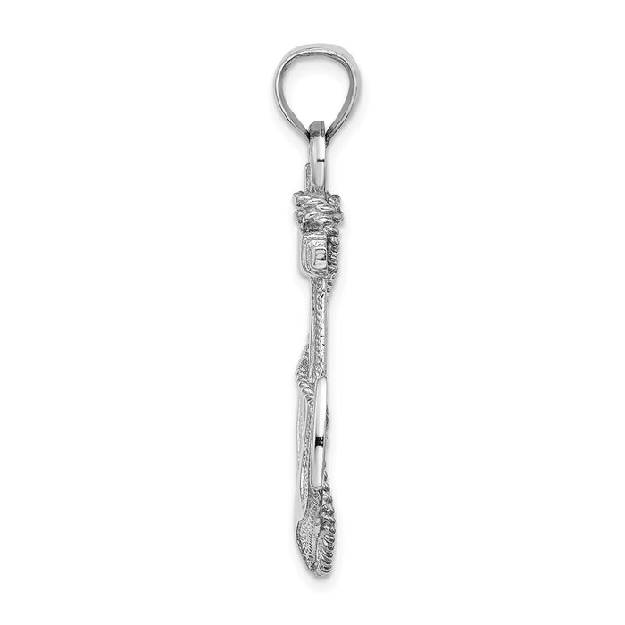 Million Charms 14K White Gold Themed Nautical Anchor With Rope Pendant