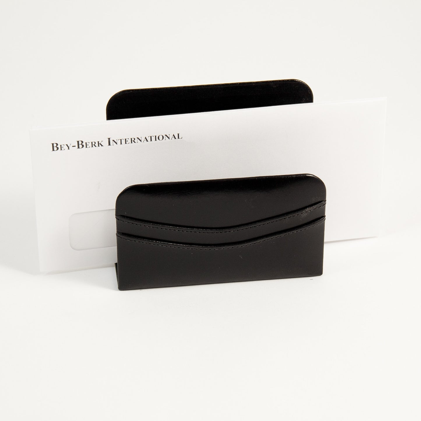 Occasion Gallery Black Color Black Leather Letter Rack. 5.5 L x 2 W x 5 H in.