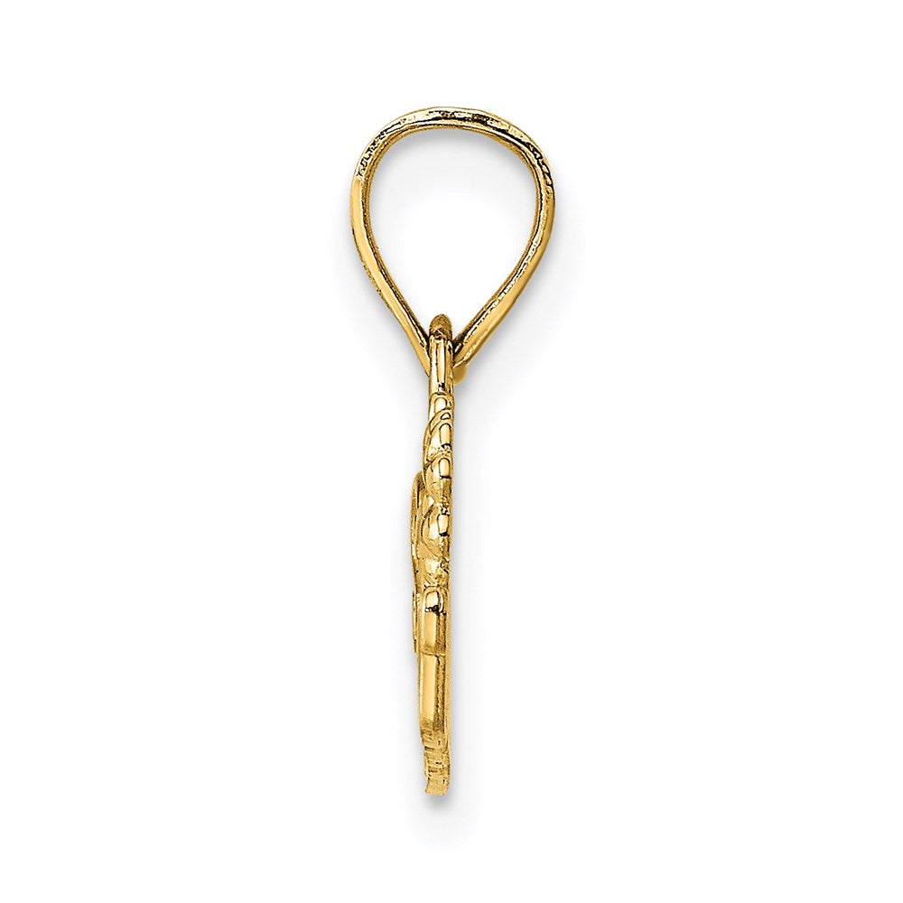 Million Charms 14K Yellow Gold Themed Special Teacher With Flower Charm