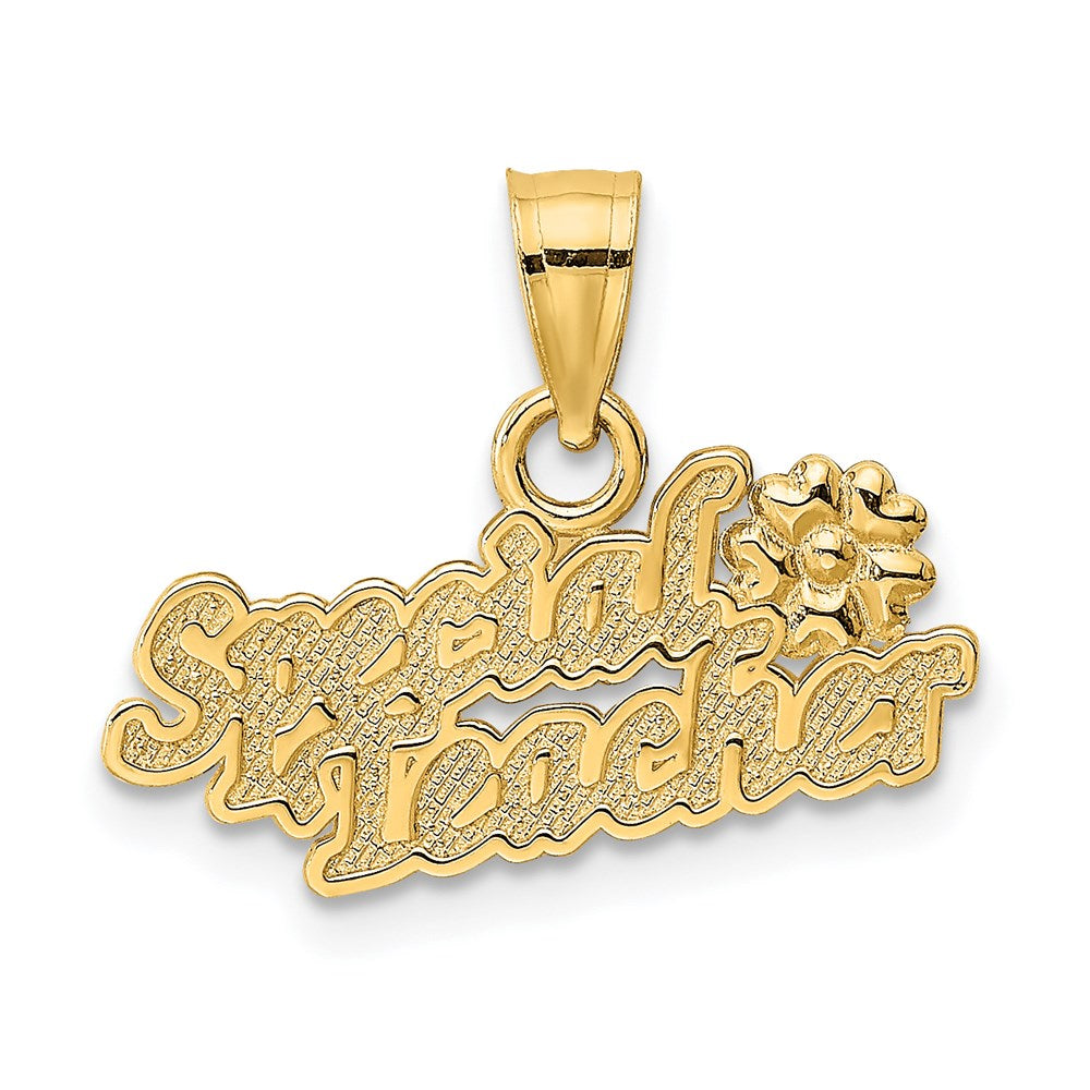 Million Charms 14K Yellow Gold Themed Special Teacher With Flower Charm