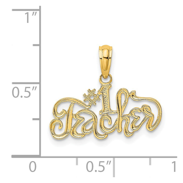 Million Charms 14K Yellow Gold Themed #1 Teacher Charm