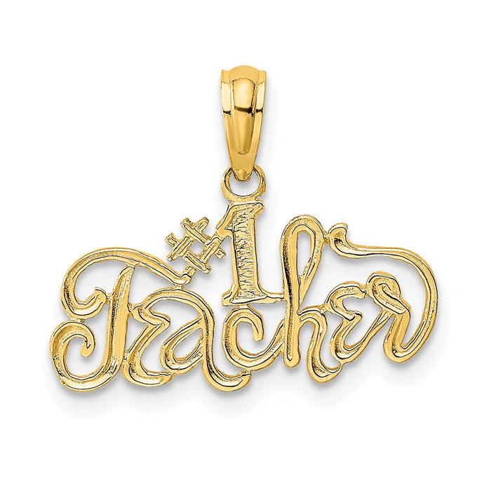 Million Charms 14K Yellow Gold Themed #1 Teacher Charm