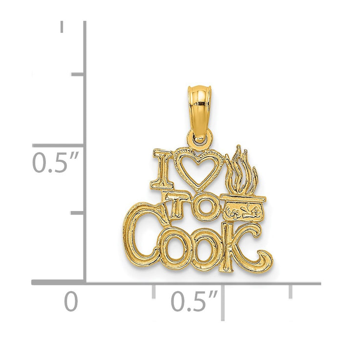 Million Charms 14K Yellow Gold Themed I Heart To Cook Charm