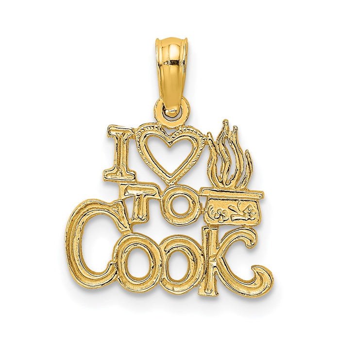 Million Charms 14K Yellow Gold Themed I Heart To Cook Charm