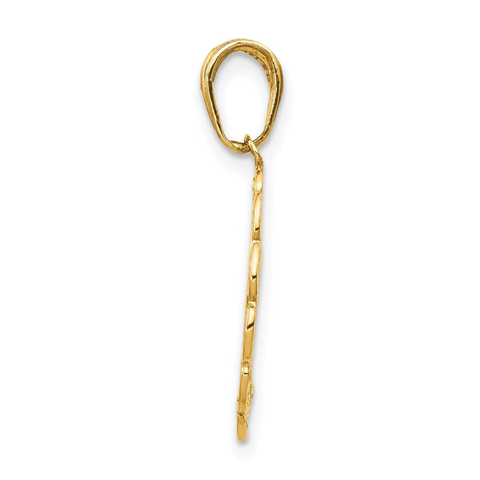 Million Charms 14K Yellow Gold Themed Hummingbird With Flower In Frame Pendant