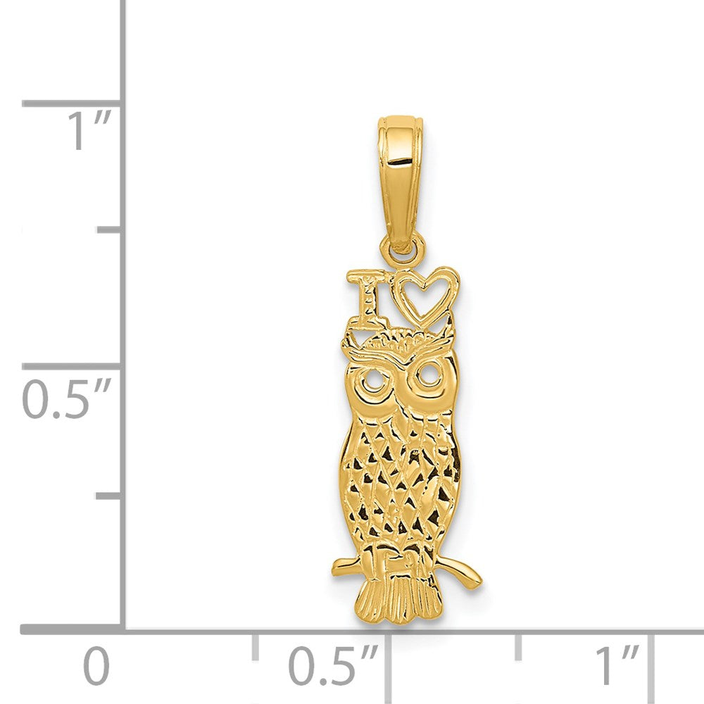 Million Charms 14K Yellow Gold Themed I Heart Owl Pendant
