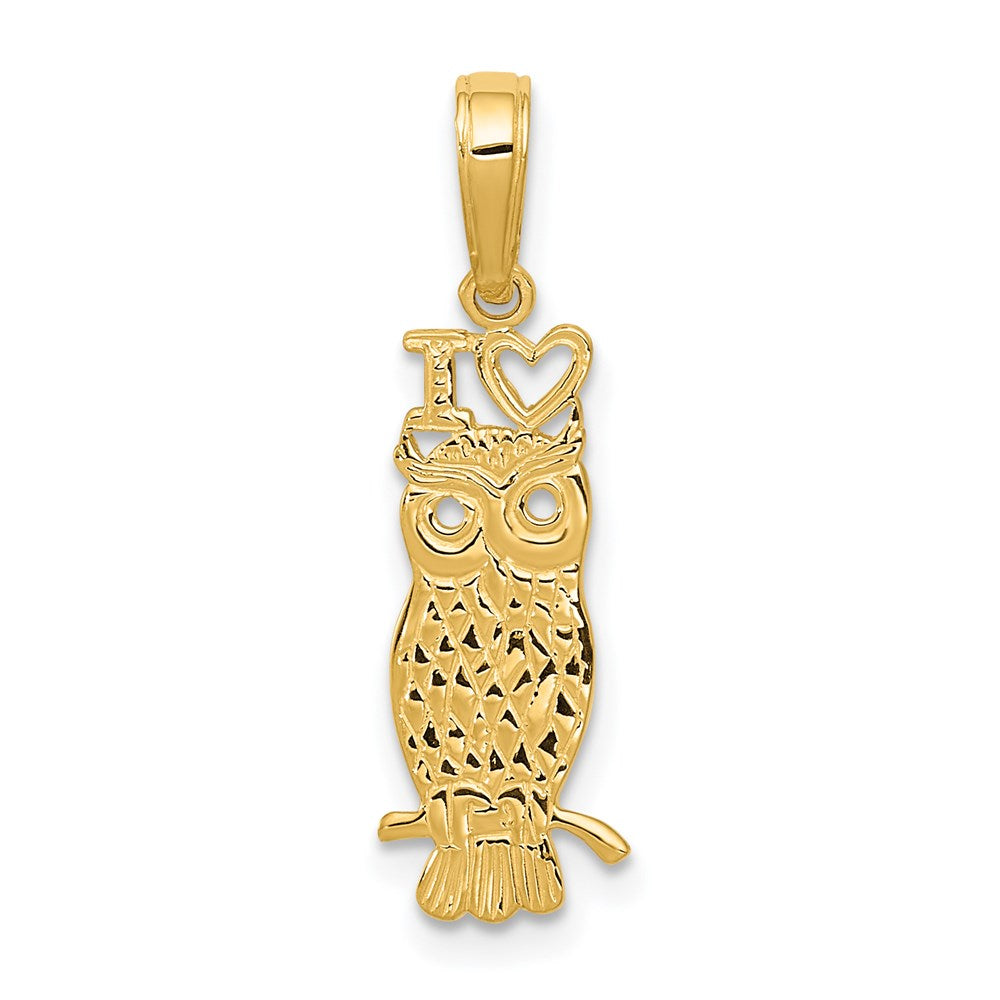 Million Charms 14K Yellow Gold Themed I Heart Owl Pendant