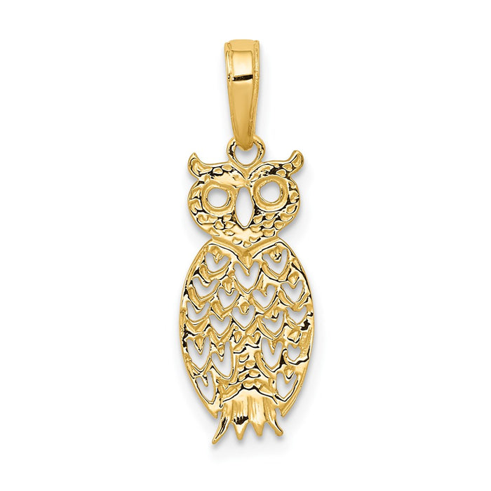 Million Charms 14K Yellow Gold Themed Owl Pendant