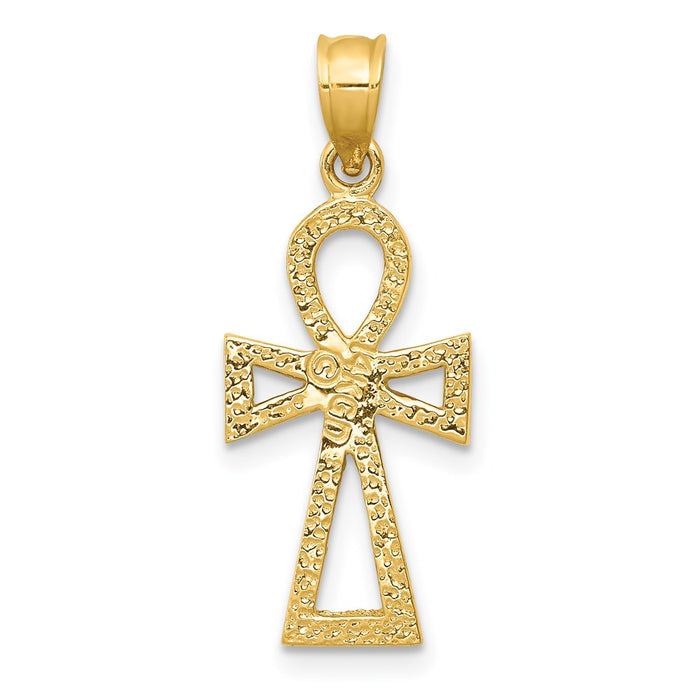 Million Charms 14K Yellow Gold Themed Ankh Relgious Cross Charm