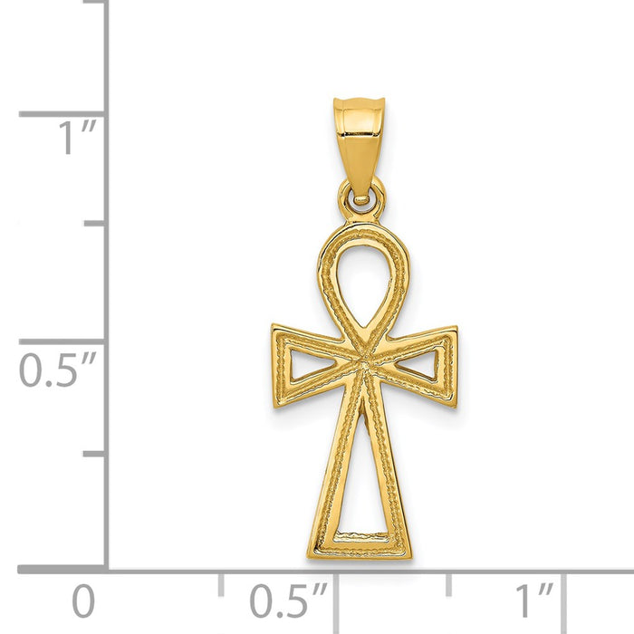 Million Charms 14K Yellow Gold Themed Ankh Relgious Cross Charm