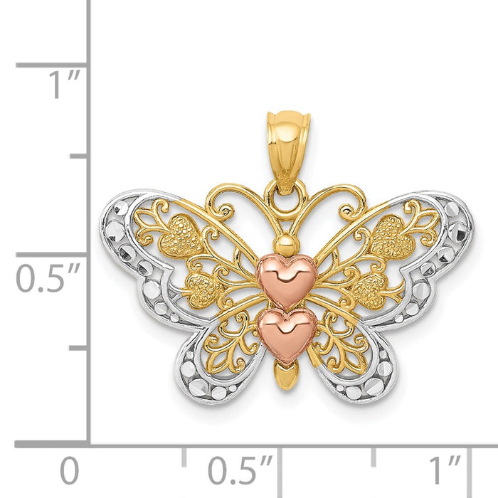 Million Charms 14K Two-Tone Gold Themed & White Rhodium-Plated Butterfly Pendant