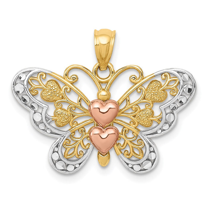 Million Charms 14K Two-Tone Gold Themed & White Rhodium-Plated Butterfly Pendant