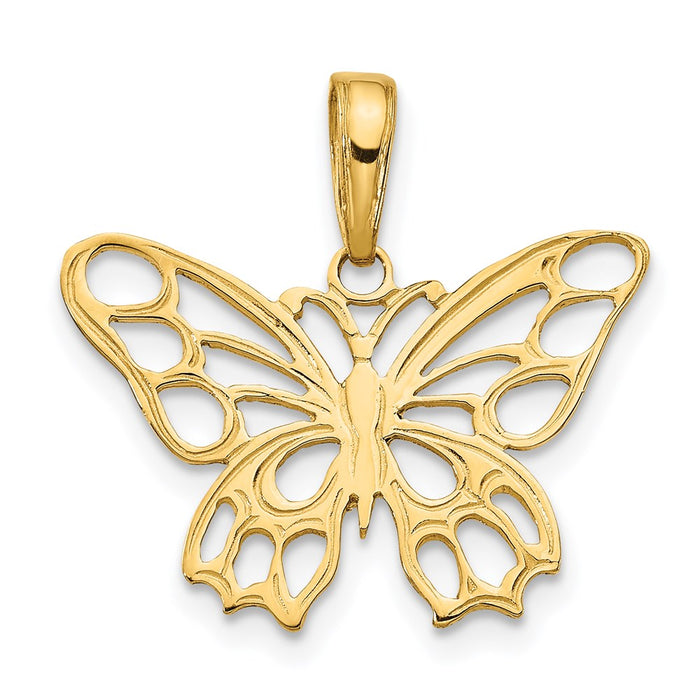 Million Charms 14K Yellow Gold Themed Butterfly Cut-Out Pendant