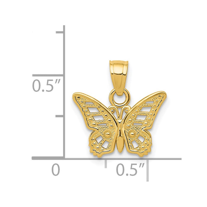 Million Charms 14K Yellow Gold Themed Butterfly Pendant